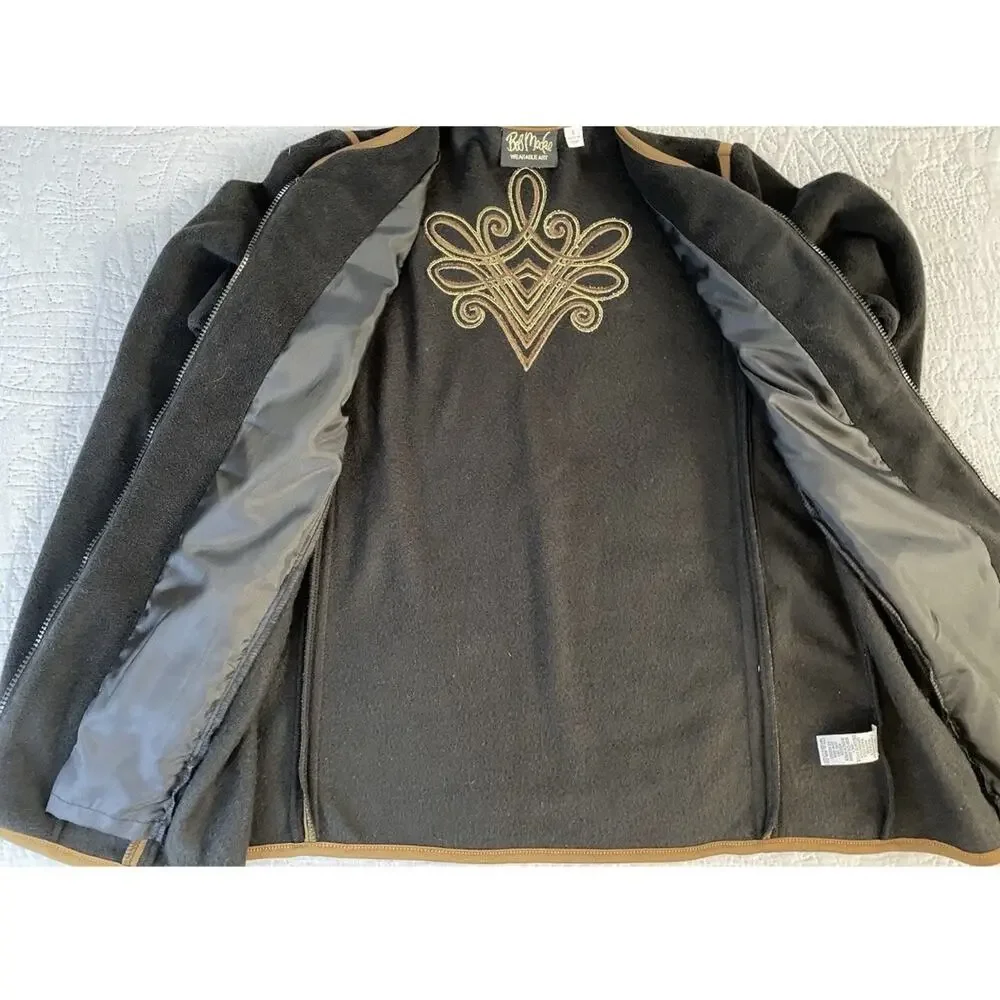 Bob Mackie Sz S Wearable Art Fleece Jacket L/S Women's Embroidered Full Zip - Picture 5 of 8
